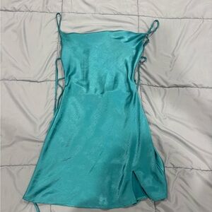 Princess Polly Turquoise Satin Dress